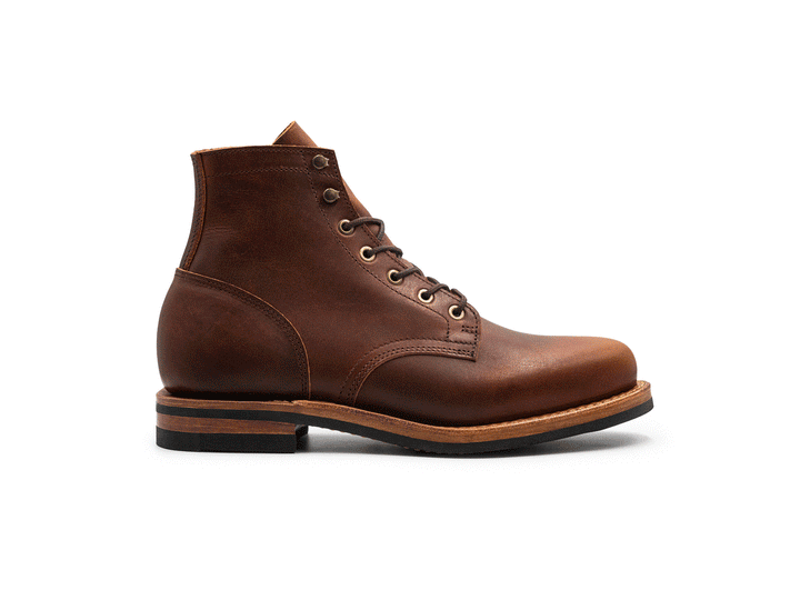 brown leather boot on a white background rotating 360° view