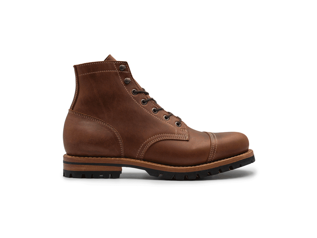 Brown leather boot on a white background 360 rotating view