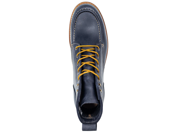 blue leather boot on a white background topdown view