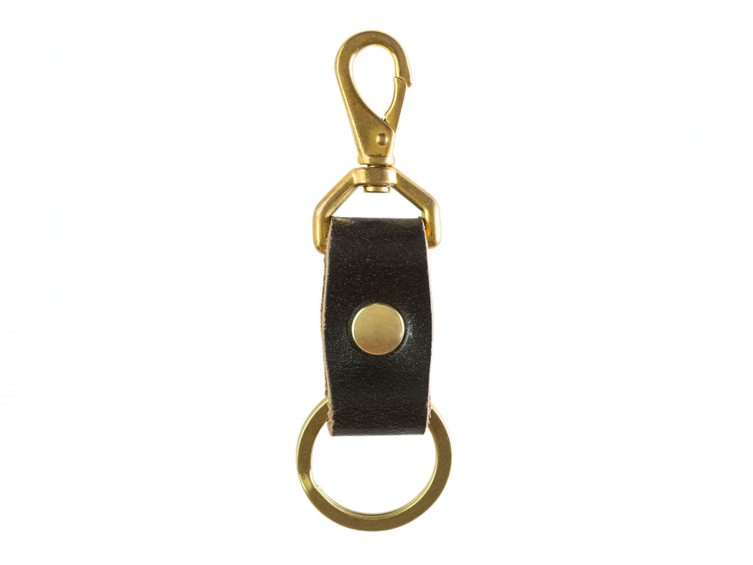 leather and brass keychain reverse side