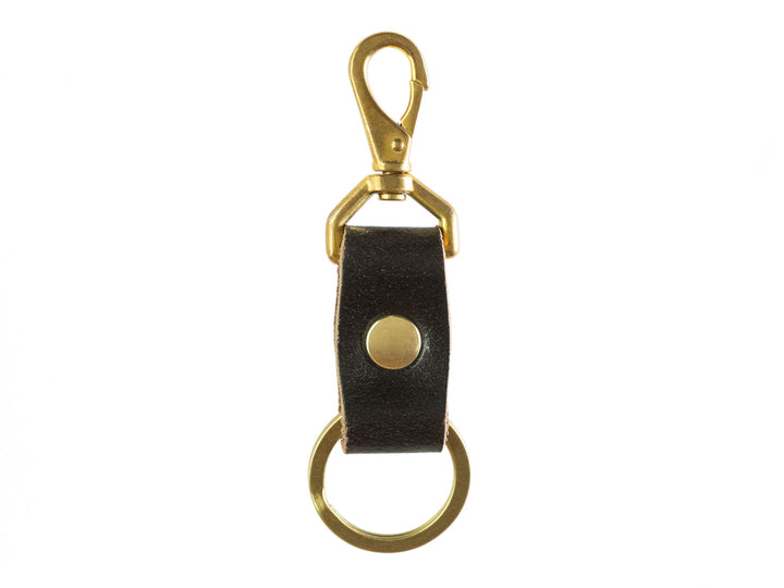 leather and brass keychain reverse side