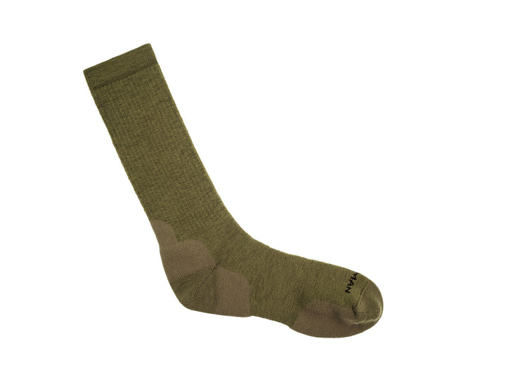 single olive sock on white background