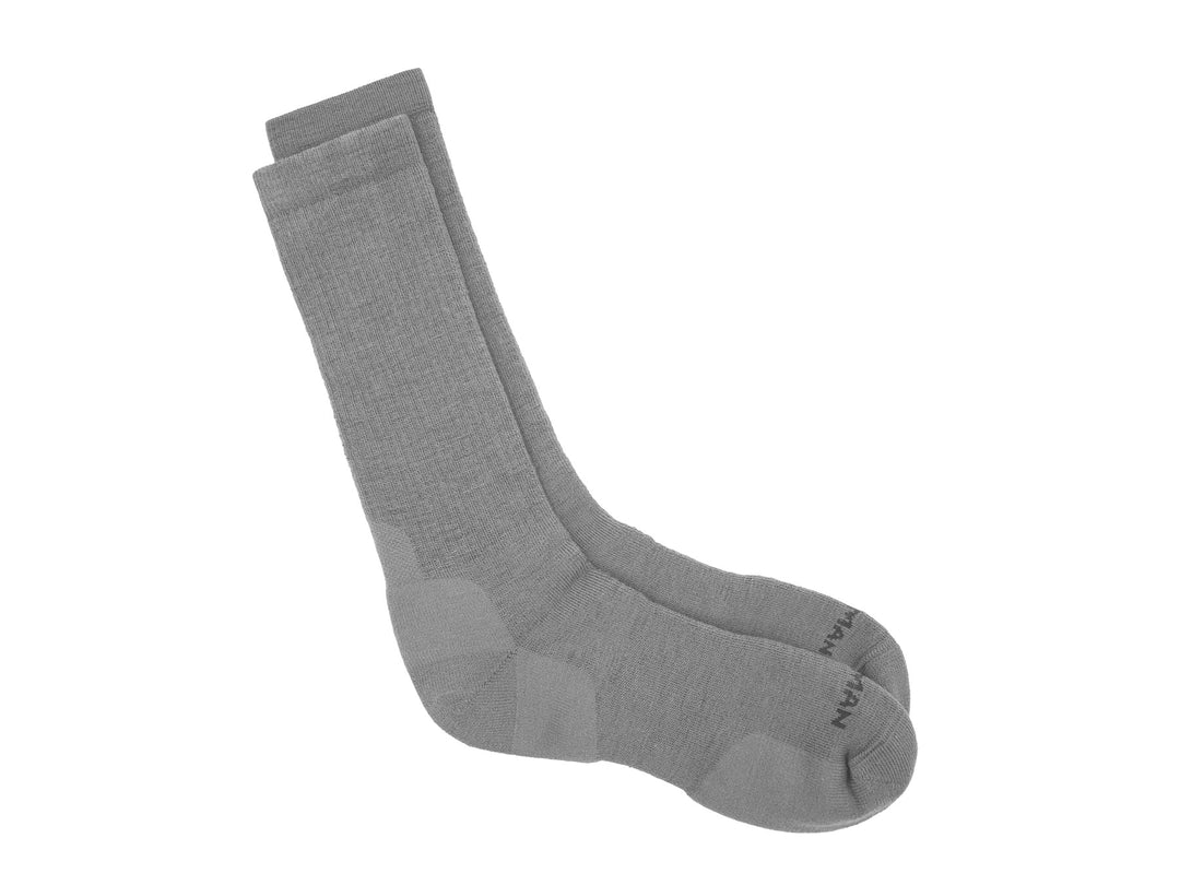 pair of gray socks on white background