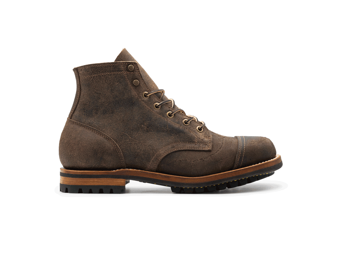 gray leather boot on a white background rotating 360° view