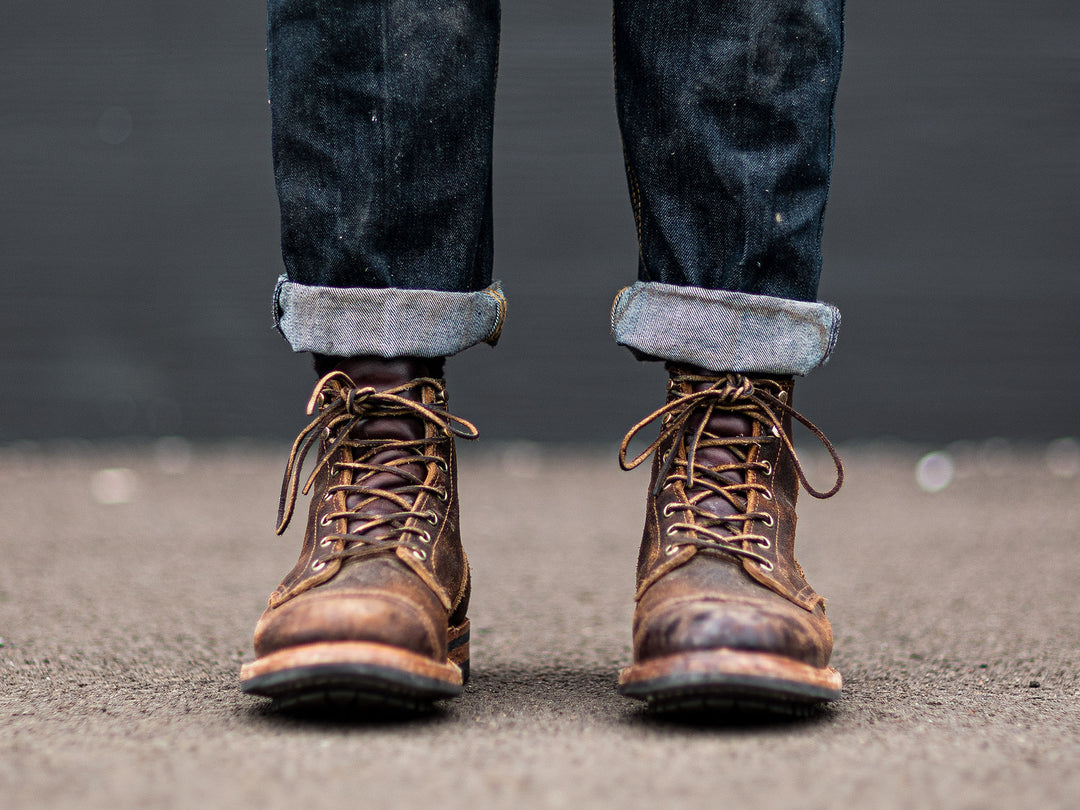 worn in truman java waxed flesh boots